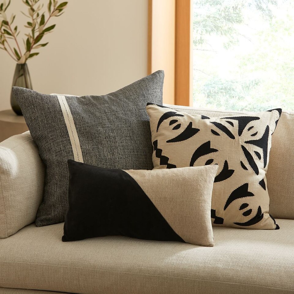 Cotton Linen & Velvet Corners Pillow Cover West Elm Australia